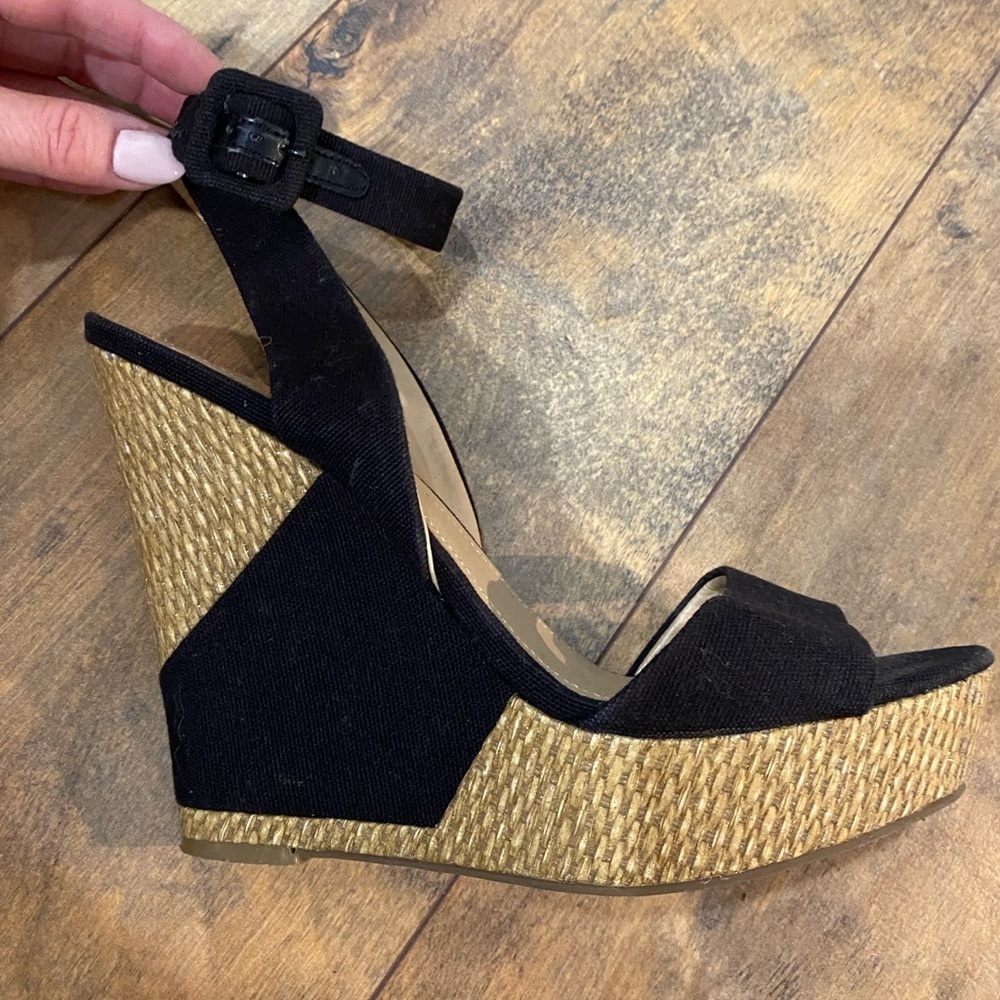 JustFab Black Wedges, Size 9